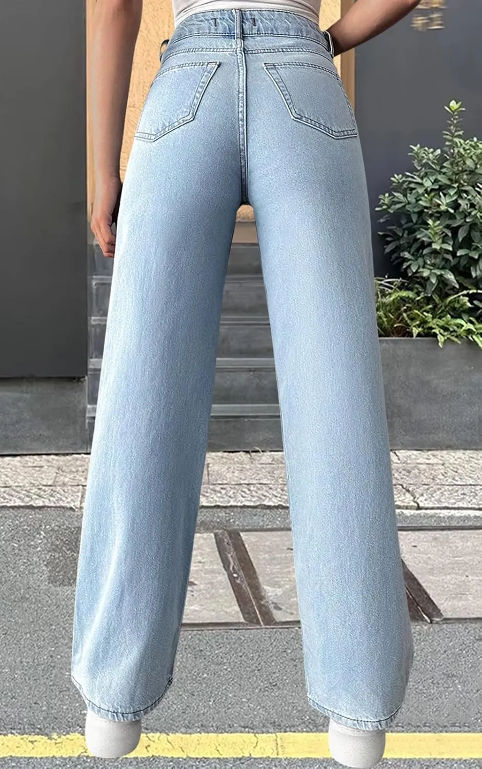 ZERMOM Women's Wide Leg Jeans Casual Stretch High Rise Baggy Loose Denim Pants