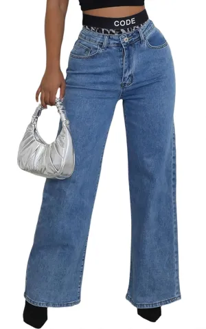 ZERMOM Women's Wide Leg Jeans Casual Stretch High Rise Baggy Loose Denim Pants