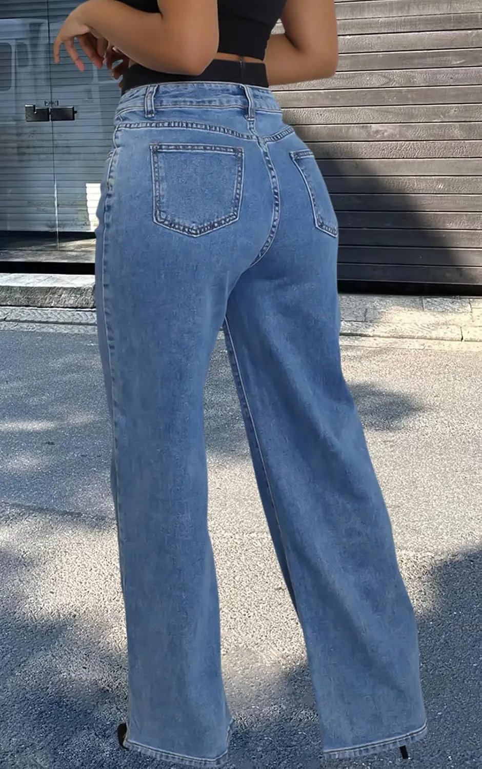 ZERMOM Women's Wide Leg Jeans Casual Stretch High Rise Baggy Loose Denim Pants