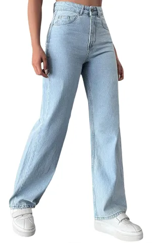 ZERMOM Women's Wide Leg Jeans Casual Stretch High Rise Baggy Loose Denim Pants