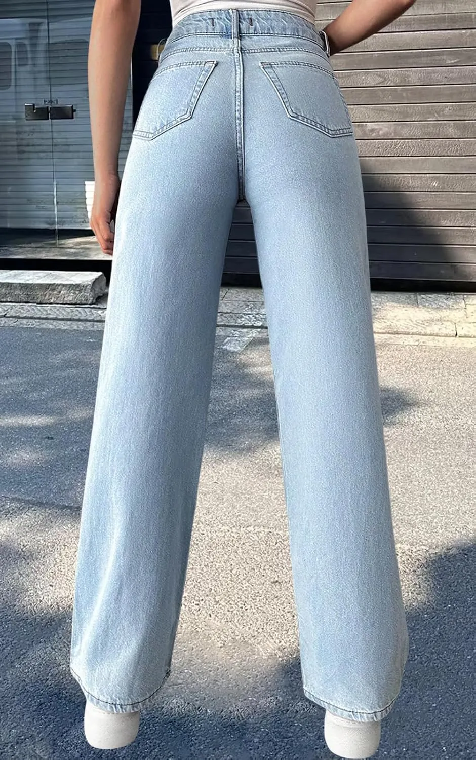 ZERMOM Women's Wide Leg Jeans Casual Stretch High Rise Baggy Loose Denim Pants