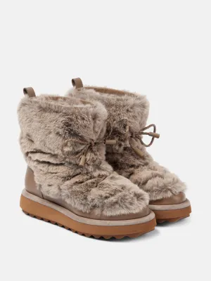 Zeva leather-trimmed faux fur boots