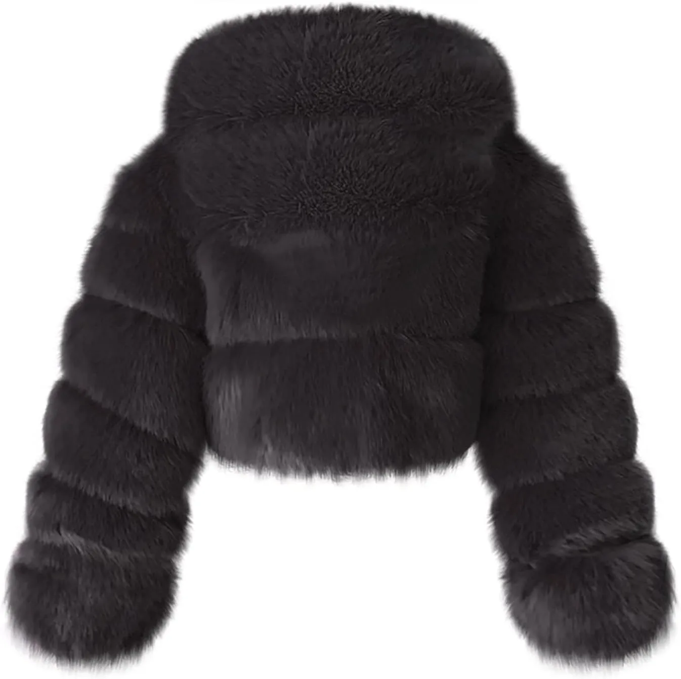 ZHOUYF Women Winter Warm Shearling Jackets Fuzzy Fleece Hooded Overcoat Bubble Fleece Outerwear Fluffy Faux Fur Short Coats