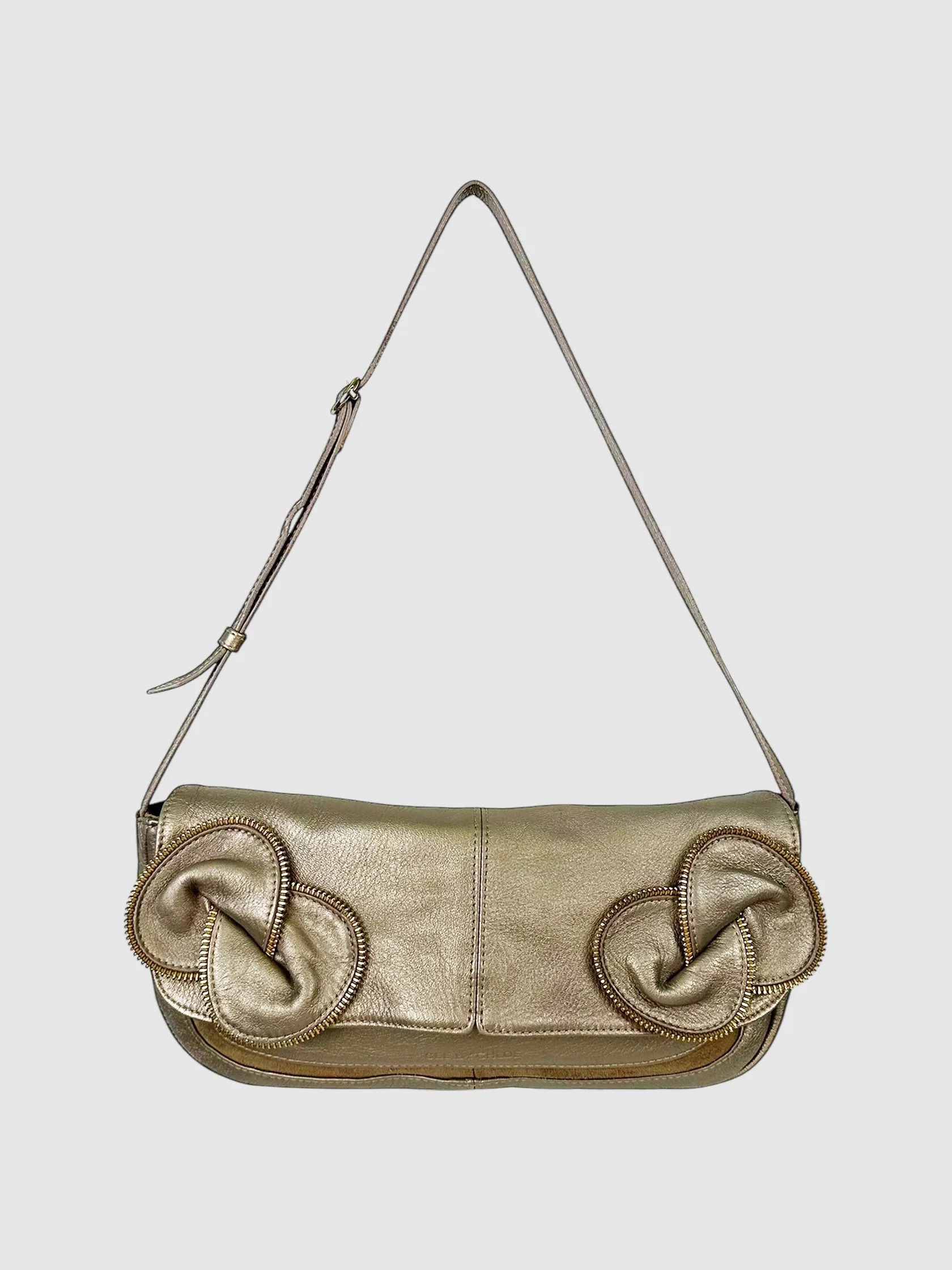 Zipper Appliqué Shoulder Bag