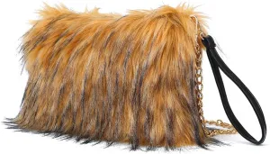 ZOSCGJMY Evening Faux Fur Handbags for Women Furry Fluffy Fuzzy Bags Purse Crossbody Shoulder Strap