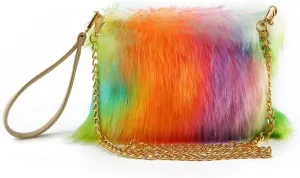 ZOSCGJMY Evening Faux Fur Handbags for Women Furry Fluffy Fuzzy Bags Purse Crossbody Shoulder Strap