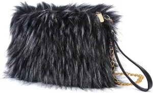 ZOSCGJMY Evening Faux Fur Handbags for Women Furry Fluffy Fuzzy Bags Purse Crossbody Shoulder Strap