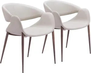 Zuo Limay Dining Chair (Set of 2) Beige & Walnut