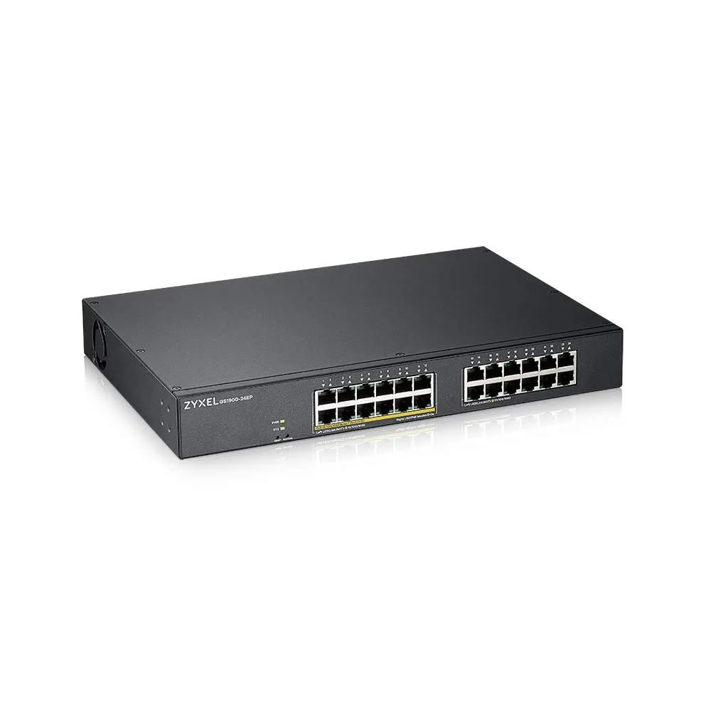 Zyxel 24-Port PoE Gigabit Switch | Smart-Managed | 12x PoE  @130W | Rackmount [GS1900-24EP]