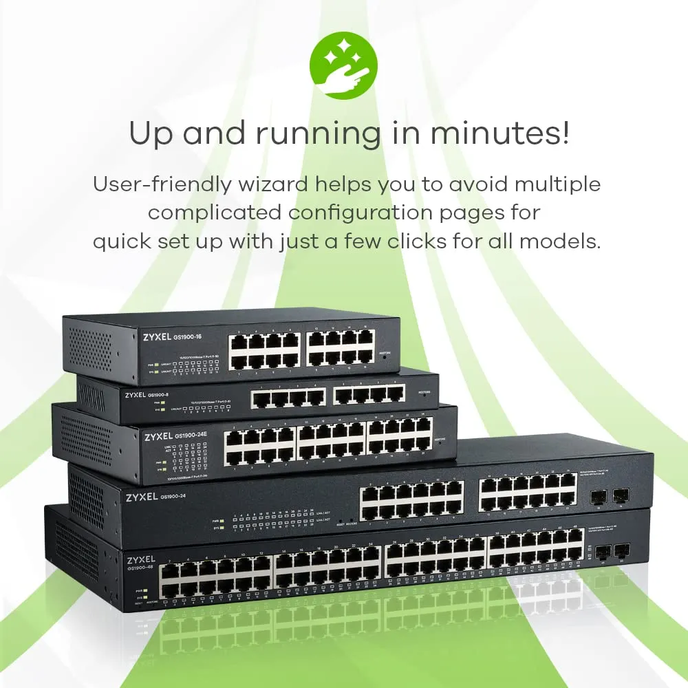 Zyxel 24-Port PoE Gigabit Switch | Smart-Managed | 12x PoE  @130W | Rackmount [GS1900-24EP]